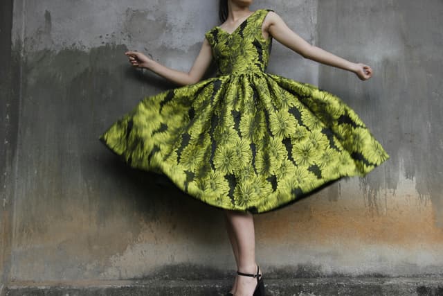 Woman Wearing Green Dress